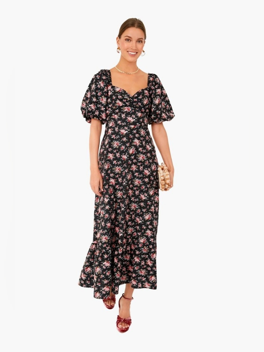 Tuckernuck Hyacinth House Black Floral Seaport Midi Dress Open Back Size S Boho